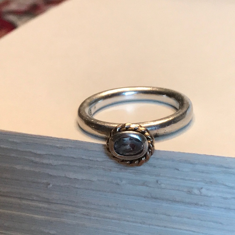 Pandora Silver Halo ring with 14K gold -Retired ✨